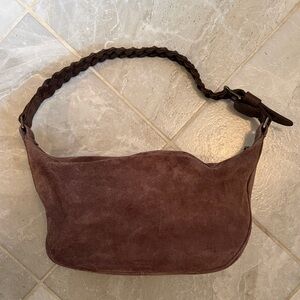 Evereve Chic Brown 100% Suede & Leather Shoulder Bag